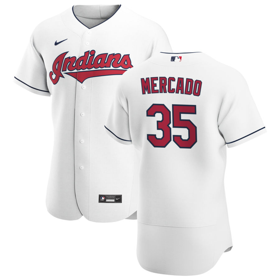 Cleveland Indians #35 Oscar Mercado Men Nike White Home 2020 Authentic Team MLB Jersey